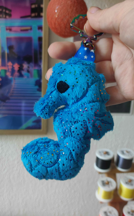 Hippocampe brillant bleu (porte clé)