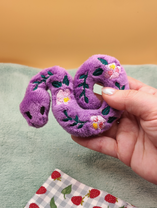 Serpent fleuri Pensée - Mini peluche violette