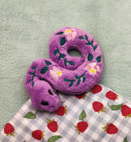 Serpent fleuri Pensée - Mini peluche violette