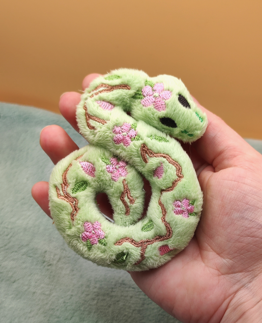 Serpent fleuri Sakura - Mini peluche verte