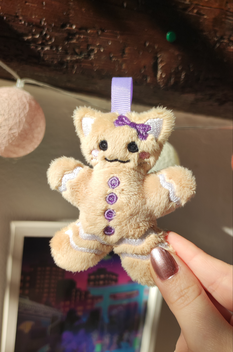 Gingerbread Cookie Kitty Charm - Purple cutie