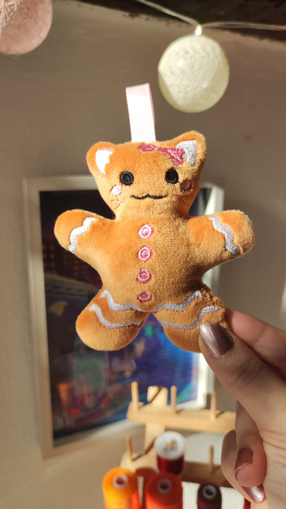 Gingerbread Cookie Kitty Charm - Squishy Mochi