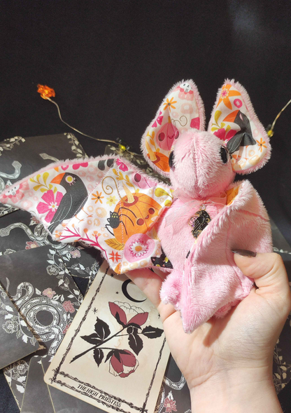 Crow & Pumpkins - Pink Medium Bat