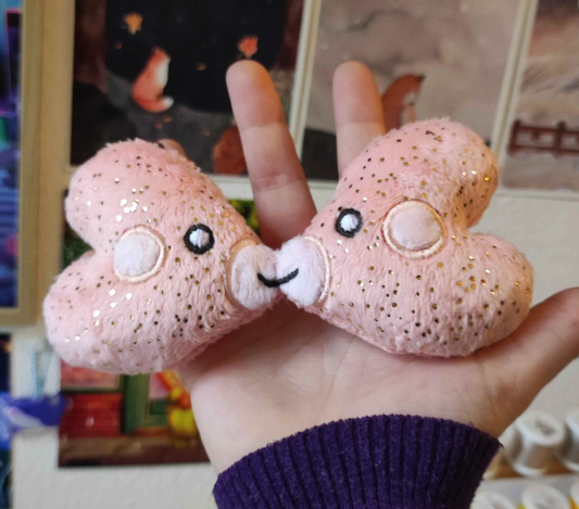 Duo poissons cœur pêche - DEUX Porte clés aimantés